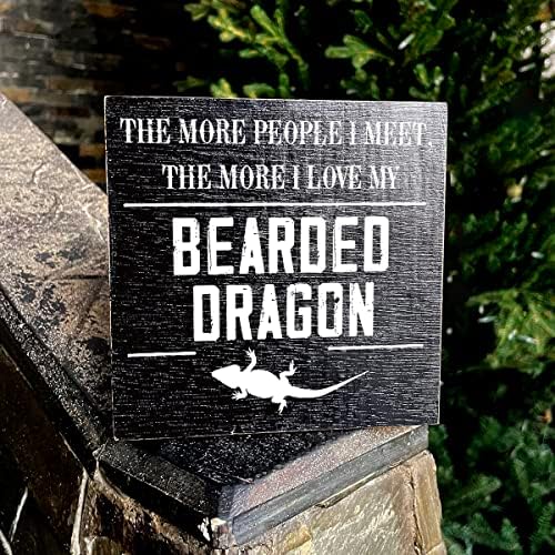 Moderno barbudo dragão de madeira de madeira placa de mesa decoração Placa quanto mais pessoas eu conheço,