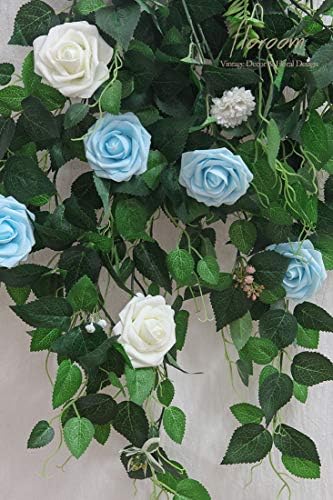 Flores artificiais FLOROOM 25pcs de aparência de marfim de aparência real rosas falsas com hastes para