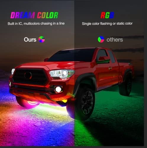 Nilight 4pcs Car Luzes de tira de sotaque de neon de pálpebras 256 LEDs RGBIC Multi Color DIY Sound Função Ativa