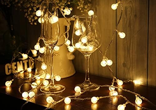 Merdeco Globe String Lights, 20ft 40 LED USB Power Globe Crystal Ball Lights Warm White White Party Wedding Christmas Home Decoration