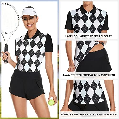 Soneven Feminino de Manga Curta Feminina Camisa de Golfe Americagem Athletic Golf Polo Camisetas Camisas