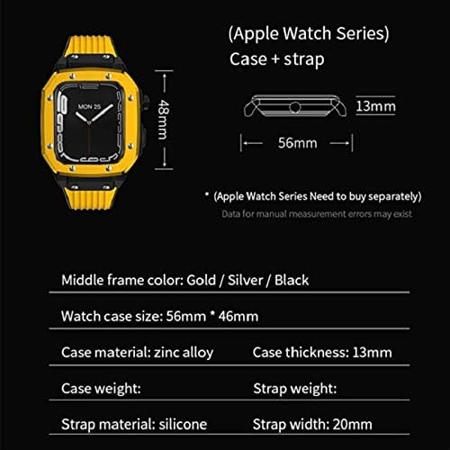 Ekins liga de relógio Caixa de relógio para Apple Watch Band Series 8 7 45mm Luxury Metal Metal Rubber Stainless