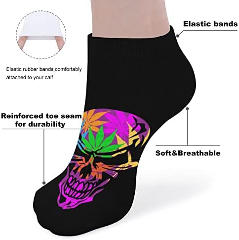 Crânio psicodélico isolado engraçado correndo tornozelo meias atléticas não-show meias amortecidas para homens mulheres
