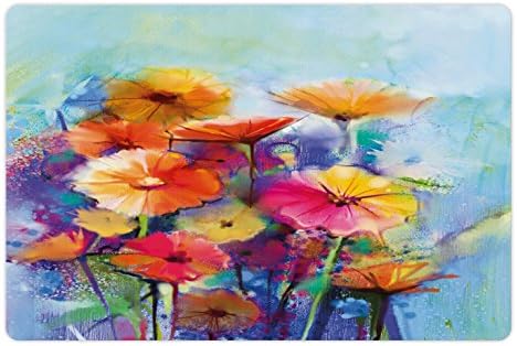 Tapete floral lunarável para alimentos e água, buquê abstrato de flores em margaridas de aquarelas macias