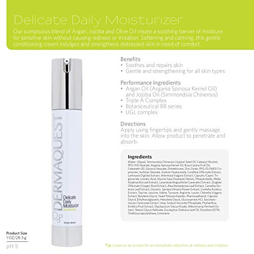 Dermaquest sensibilizado delicado hidratante facial diário - hidratante rosto para mulheres e homens - calmante