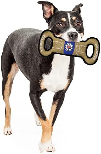 Brinquedo de osso de cachorro dura - NBA Los Angeles Clippers Dog Bone Court Toy com o logotipo da equipe do Basketbal, o squeaker interno e a costura de acabamentos pesados.